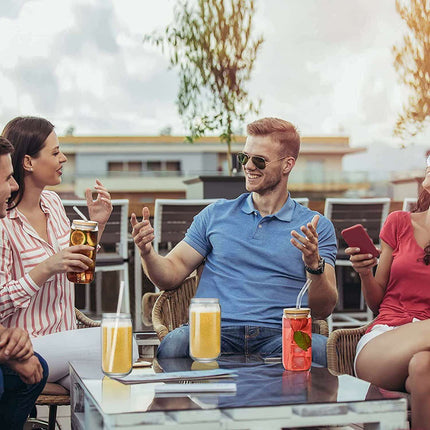 Elegant Can-Shaped Glass Tumbler Set - 4 Premium Cups for Luxurious Beverage Experiences