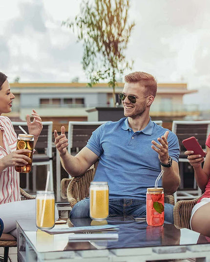 Elegant Can-Shaped Glass Tumbler Set - 4 Premium Cups for Luxurious Beverage Experiences