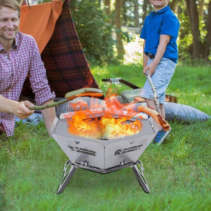 Portable Hexagonal Charcoal Grill And Outdoor Fire Pit For Camping And BBQ