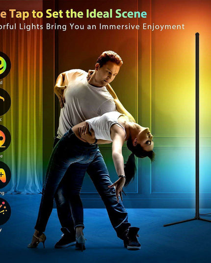 Modern Smart RGB LED Floor Lamp with Music Sync and App Control for Stylish Living Spaces