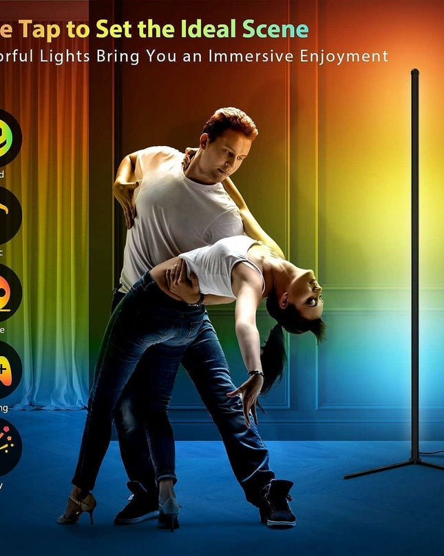 Modern Smart RGB LED Floor Lamp with Music Sync and App Control for Stylish Living Spaces