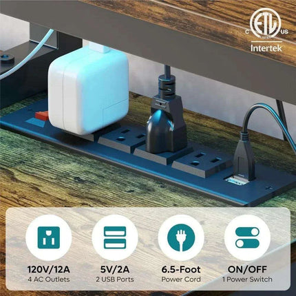 71.5" LED-Enhanced Smart Desk with RGB Lighting and Integrated Power Ports - Stylish Office Solution..