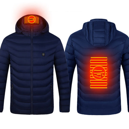 Winter Heated Jacket USB Electric Cotton Coat Zip-up Heater Thermal Cl