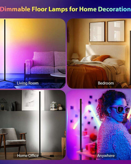 Modern Smart RGB LED Floor Lamp with Music Sync and App Control for Stylish Living Spaces