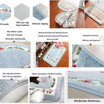 Chic Pink Rose Oval Rug Set - 2 Elegant Mats for Stylish Home Decor