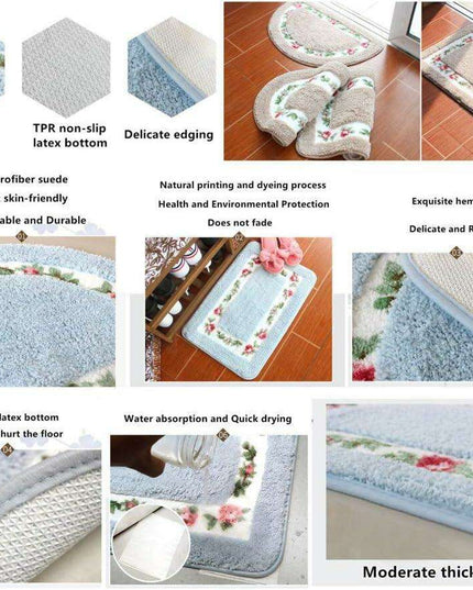 Chic Pink Rose Oval Rug Set - 2 Elegant Mats for Stylish Home Decor