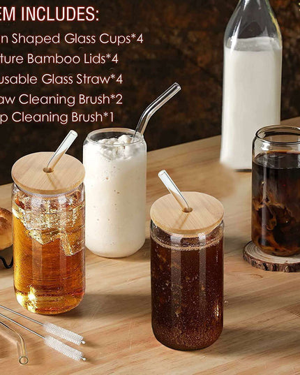 Elegant Can-Shaped Glass Tumbler Set - 4 Premium Cups for Luxurious Beverage Experiences