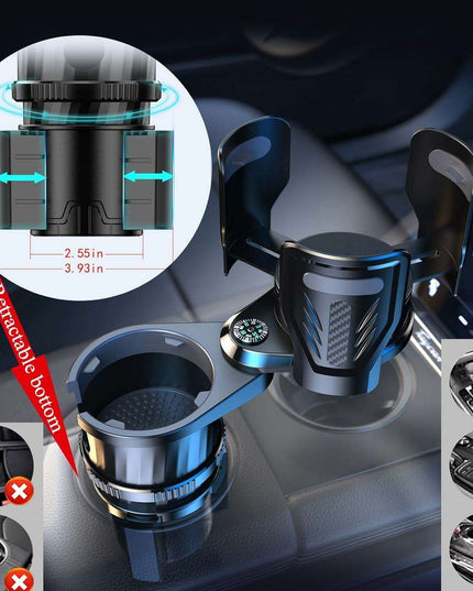 Adjustable Dual Cup Holder & Organizer with Rotating Function | Superior Stability for On-the-Go Convenience