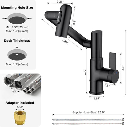 Rotatable Single-Hole Faucet with Temperature Display & Pull-O