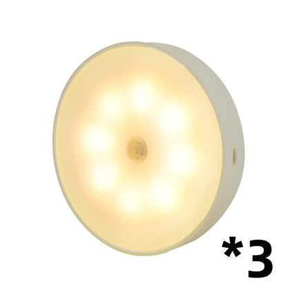 USB Rechargeable Motion Sensor Round LED Puck Light for Kitchen Cabinets