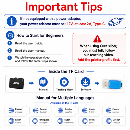 EasyThreed Entry Level 3D Printer - PLA/TPU Compatible, Power Adapter