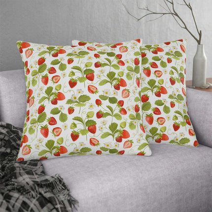 Vibrant Strawberry Outdoor Pillow Set with Concealed Zipper - Water-Resistant and Stylish