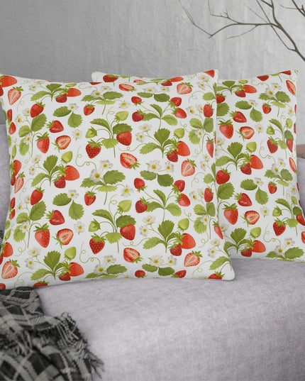 Vibrant Strawberry Outdoor Pillow Set with Concealed Zipper - Water-Resistant and Stylish