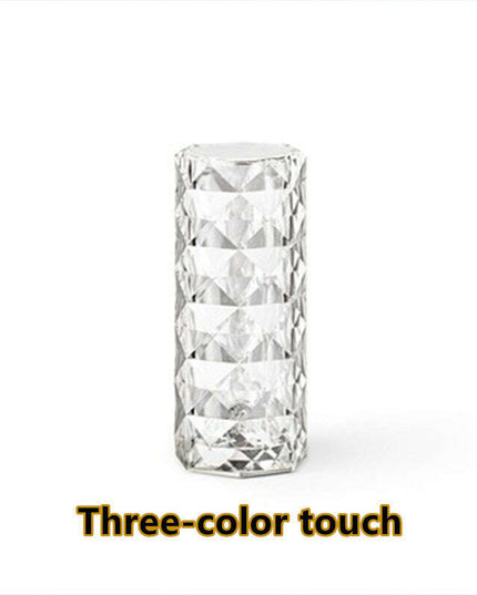 Nordic Crystal Lamp USB Table Lamps Bedroom Touch Dimming Atmosphere Diamond Night Light Rose Projector Lamp Decor