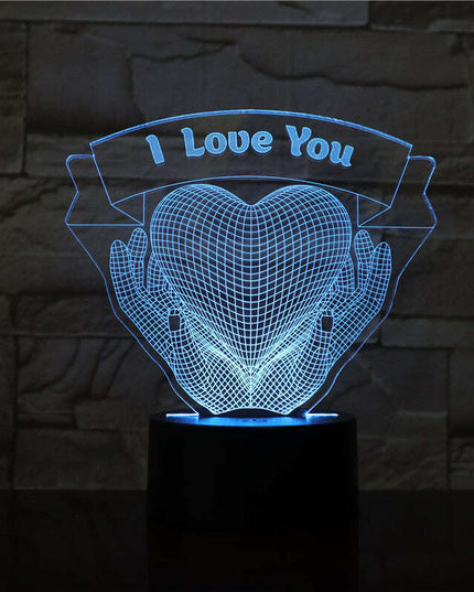 Valentines Day Gift Hands Holding Love 3D Night Light
