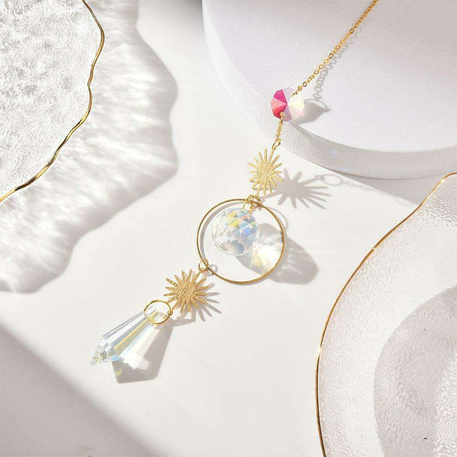 Radiant Gold Crystal Pendant Necklace - A Classic Statement of Elegance