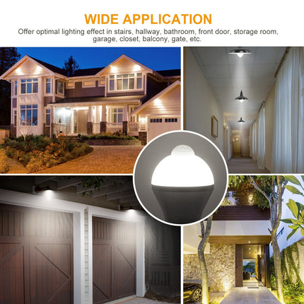 E27 Motion Sensor LED Light Bulb 9W Dusk To Dawn Automatic On Off Indoor Outdoor