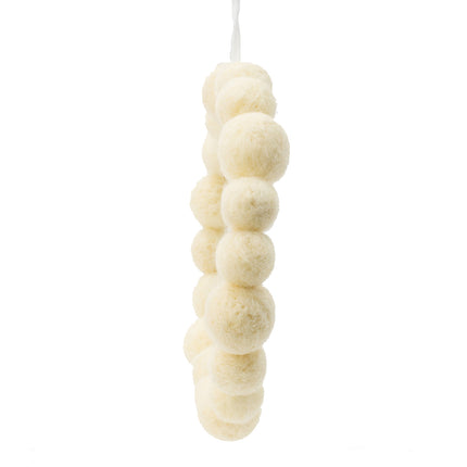 Room & Decor 6.7" Cream Ball Wreath Ornaments, Set of 6 Wool Decor