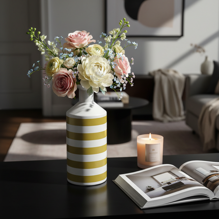 European Style Semi Handmade White Porcelain Ceramic Vase With Applique