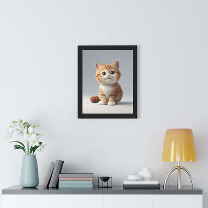 Sustainable Chic Cat Art Framed Print for Eco-Friendly Home Decor
