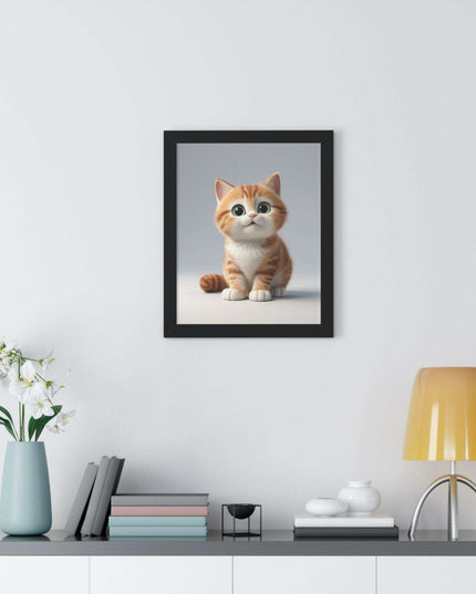 Sustainable Chic Cat Art Framed Print for Eco-Friendly Home Decor