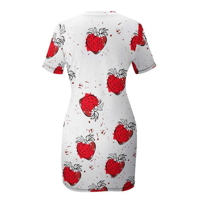 Chic White Short Sleeve Crew Neck Dress - A Must-Have for Every Wardrobe