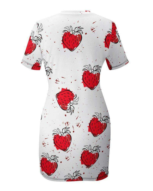 Chic White Short Sleeve Crew Neck Dress - A Must-Have for Every Wardrobe