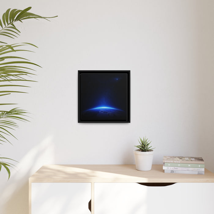 Eco-Chic Canvas Art: Timeless Earthscape Piece in Black Pinewood Frame