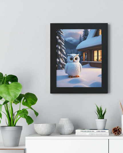 Charming Sustainable Owl Framed Art Print - Maison d'Elite Vertical Poster