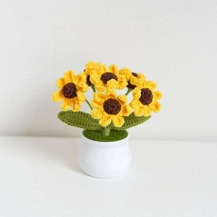 Handcrafted Korean Wool Sunflower Arrangement for Chic Home Elegance