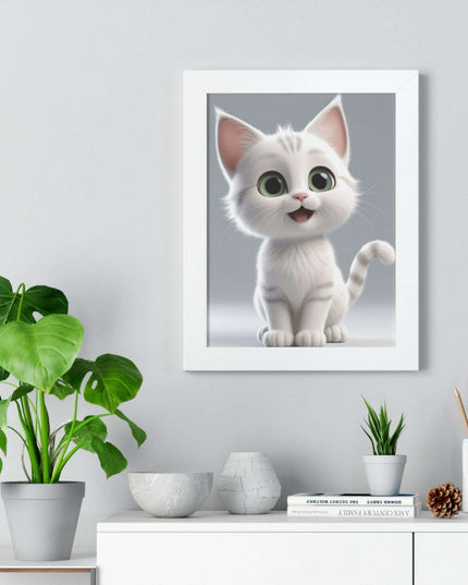 Elegant Feline Vertical Art Poster - Eco-Friendly Framed Design