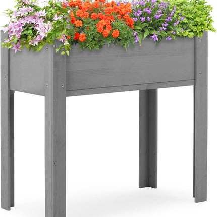 Room and Decor Elevated Wooden Garden Bed with Legs, 31x31x16 Inch, Gr