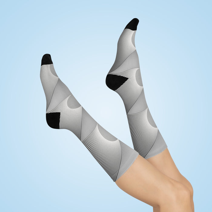 Chic Geometric Pattern Crew Socks - Fashionable & Comfortable Choice
