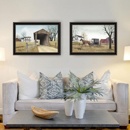 Billy Jacobs 2-Piece Miller's Creek Bridge Wall Art Set, Black Framed