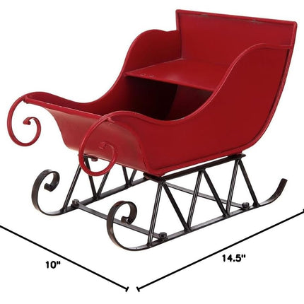 Room & Decor Distressed Iron Christmas Sleigh Decoration, 14.5"H