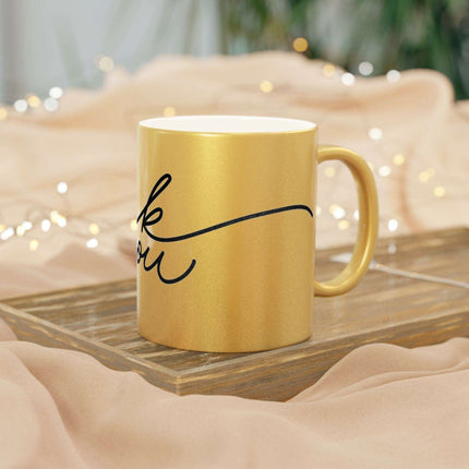Chic Gratitude Metallic Ceramic Coffee Mug - A Luxurious Choice for Beverage Enthusiasts
