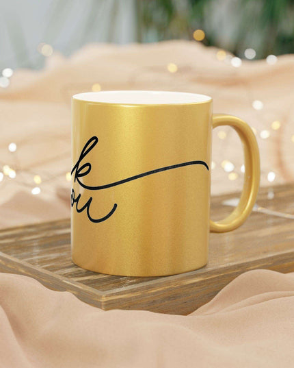 Chic Gratitude Metallic Ceramic Coffee Mug - A Luxurious Choice for Beverage Enthusiasts