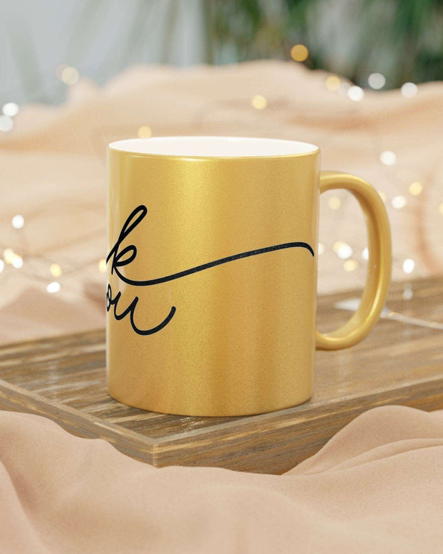 Chic Gratitude Metallic Ceramic Coffee Mug - A Luxurious Choice for Beverage Enthusiasts