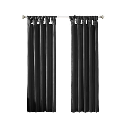 Room and Decor Twist Tab Total Blackout Curtain Panel, 50x84", Black