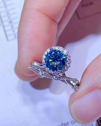 Elegant 1 Carat Lab Grown Moissanite & Zircon Silver Ring - A Luxurious Statement Piece