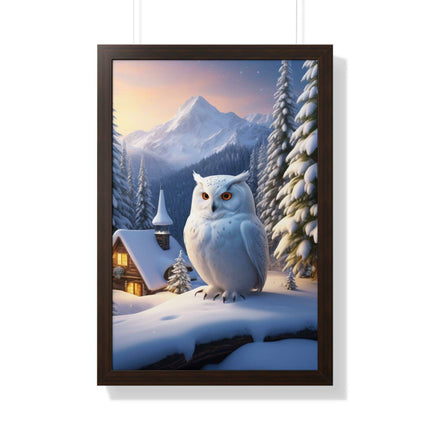 Sustainable Winter Owl Framed Wall Art: Elegant Eco-Friendly Decor for Your Home