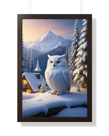 Sustainable Winter Owl Framed Wall Art: Elegant Eco-Friendly Decor for Your Home