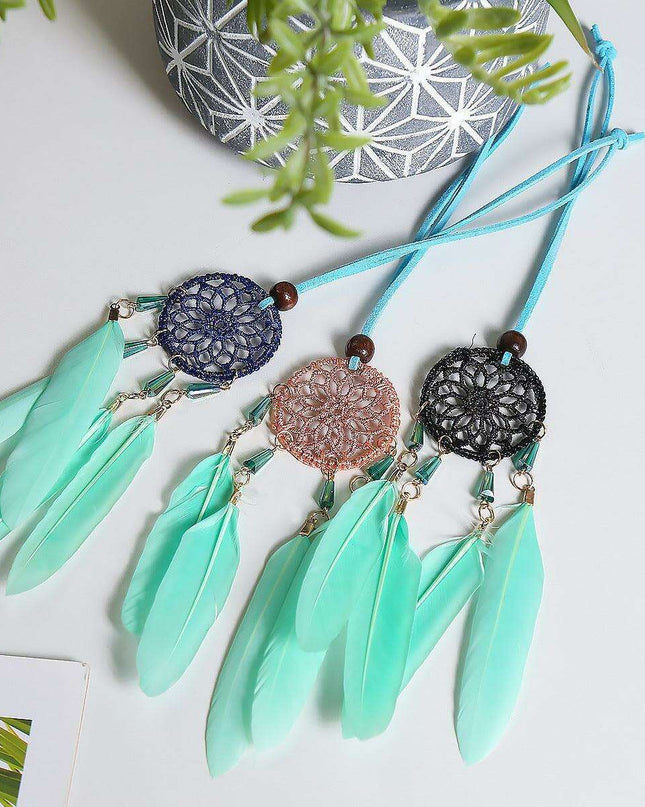 Nordic Elegance Feather Dream Catcher: Luxurious Decor for Home and Vehicle