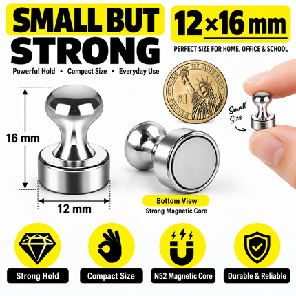 Super Strong Neodymium Magnet Pushpins - 1 to 50 Pcs Set
