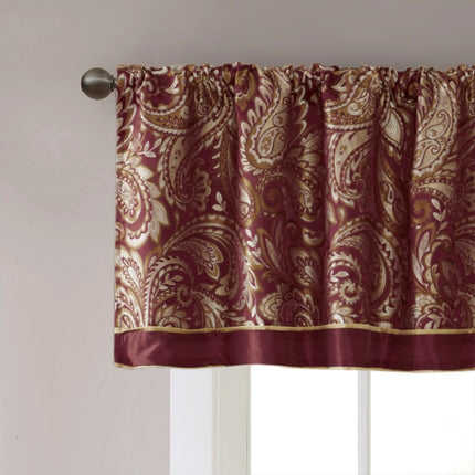 Room & Decor Jacquard Window Valance, 50x18", Burgundy, Polyester