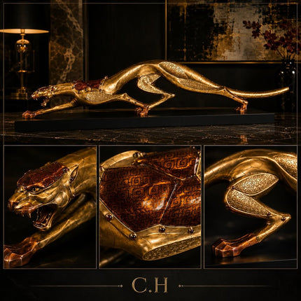Handcrafted Sovereign Gilt & Copper Feline Masterpiece