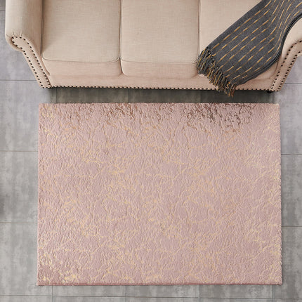 Room & Decor Luxury Machine Washable Dust Pink Faux Fur Area Rug