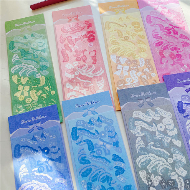 Peekaboo Studio Lace Ribbon Cuckoo Card Sticker - Handmade & Elegant