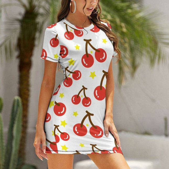 Elegant White Wrap Dress with Short Sleeves