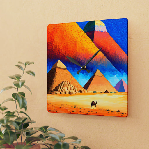 Elegant Pyramid Wall Clocks with Vivid Prints and Keyhole Hanging Slot